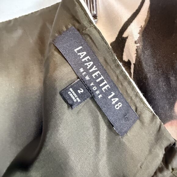 Lafayette 148 Brown Floral Pencil Skirt Rose Midi SIZE 2 Womens Watercolor - Picture 11 of 11